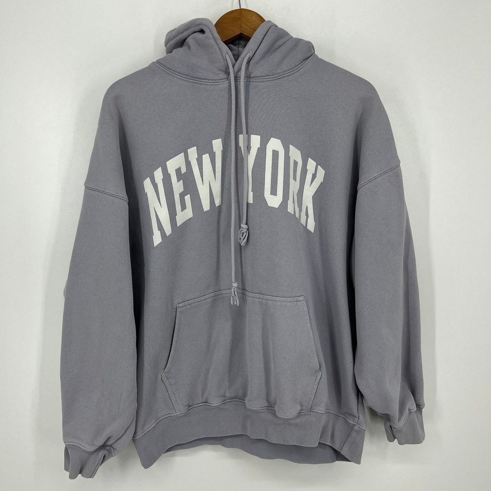 Brandy Melville New York Oversized Graphic Hoodie Lavender Gray